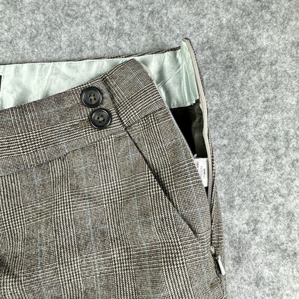 Vintage Banana Republic Pants Womens 4 Wool Brown Plaid Wide Leg Trousers Lined - Picture 3 of 16